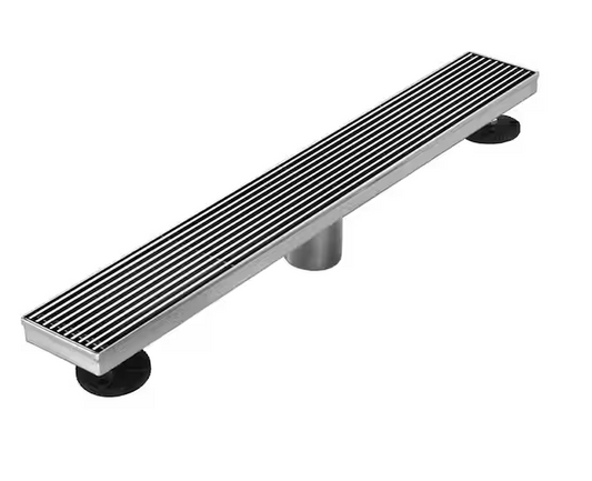 Elegante Drain Collection 24 in. Linear Stainless Steel Shower Drain - Bar Pattern