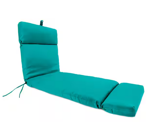 Sunbrella 72 in. x 22 in. Canvas Aruba Aqua Solid Rectangular French Edge Outdoor Chaise Lounge Cushion