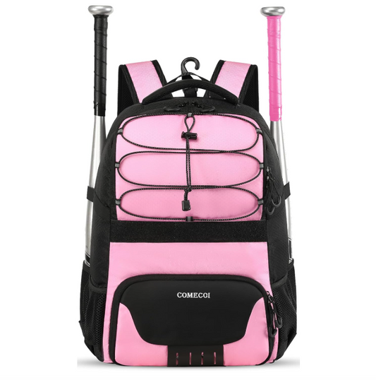 Lightweight Baseball Backpack with Shoes Compartment, Baseball Bat Bags with Fence Hook for TBall Bat & Equipment