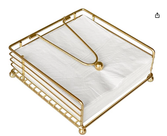Napkin Holder for Table, Flat Napkin Dispenser with Weighted Arm,Gold
