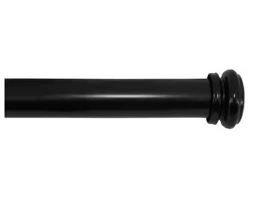 HDC72 in. - 144 in. Telescoping 1 in. Single Curtain Rod in Matte Black