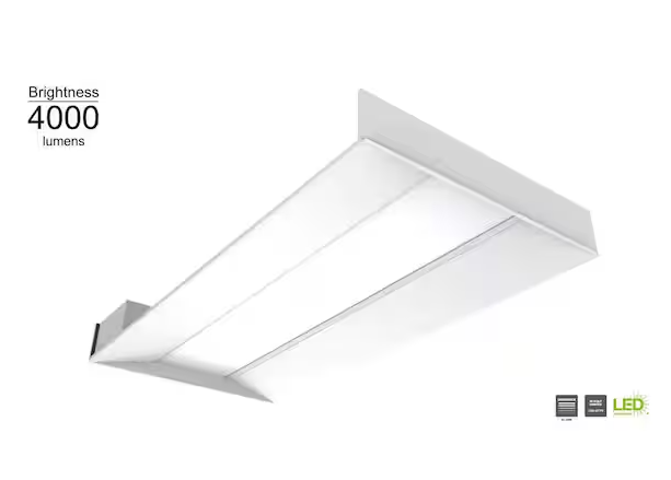 CE 2 ft. x 4 ft. White Selectable CCT Integrated LED Center Basket Troffer Light Fixture at 4000 Lumens, 3500-4000K