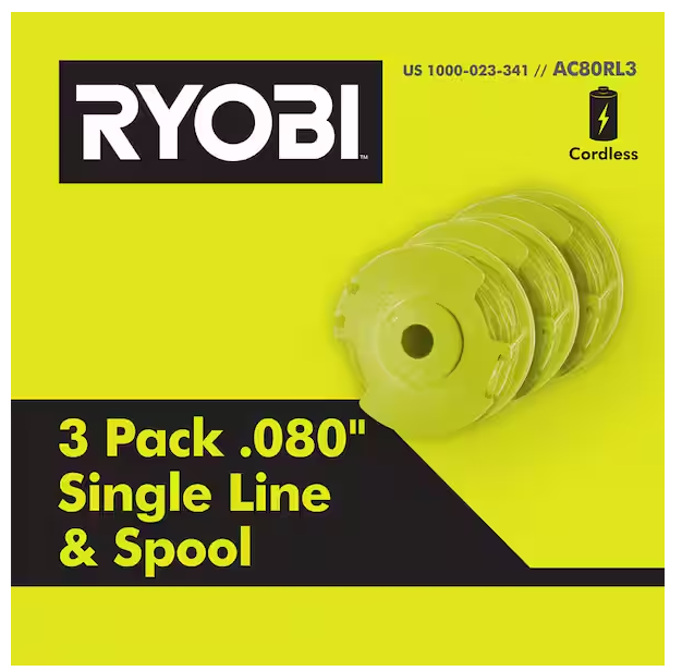 Ryobi Replacement Twisted 0.080 in. Auto Feed Line Spools (3-Pack)