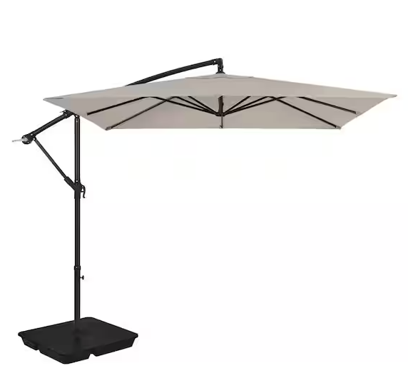 StyleWell 8 ft. Steel Cantilever Patio Umbrella in Riverbed Brown