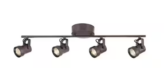 Hampton Bay Mountainbrook 2 ft. 4-Light Bronze Integrated LED Fixed Track Lighting Kit with Metal Shade