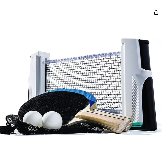 3Anywhere Table Tennis Ping-Pong Paddles, Balls, Net, Plus Easy-Carry Bag – Easy Set-Up – Expands to 6’ – Easily Attaches to Table Surfaces