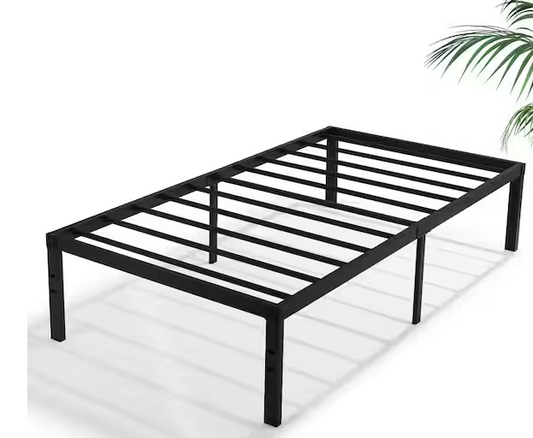 VECELO Bed Frames Black Metal Frame Twin Platform Bed with Steel Slat?No Box Spring Needed, 14.4 Inch Platform Bed, Size 2