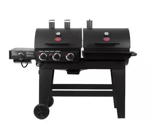 Char-Griller Double Play 1,260 sq., in. 3-Burner Gas and Charcoal Grill in Black