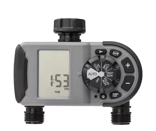 2-Outlet Programmable Hose Watering Timer Sprinkler Timer