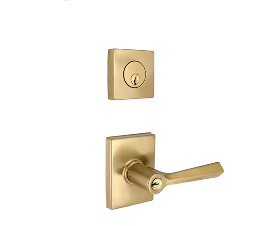 Wilshire Brushed Gold Single Cylinder Door Lever Combo Pack Featuring Dual Keyway