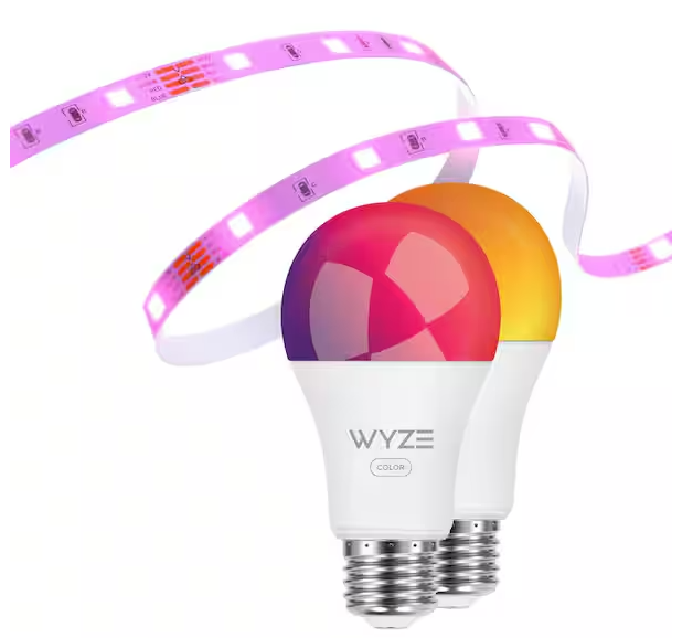 Wyze Lighting Kit 16.4 ft. Smart Plug-In Color-Changing LED Strip Light and 2 A19 Color Smart Light Bulbs