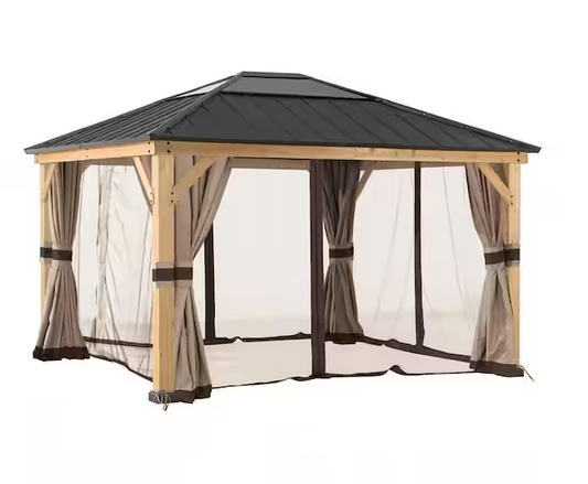 Sunjoy Universal Curtains and Mosquito Netting for 13 ft. x 15 ft. Wood Gazebos