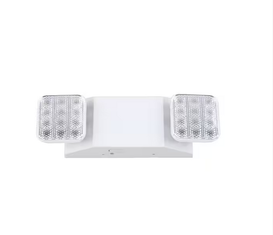 Medinah Power LED Emergency Light with 2 Square Adjustable Flood Lamps, 90 Min Backup, Damp Rated, UL Listed, 120/277VAC, White