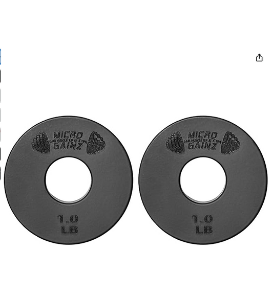 Micro Gainz Standard 1-Inch Center Hole Weight Plates, Set of 2 Black