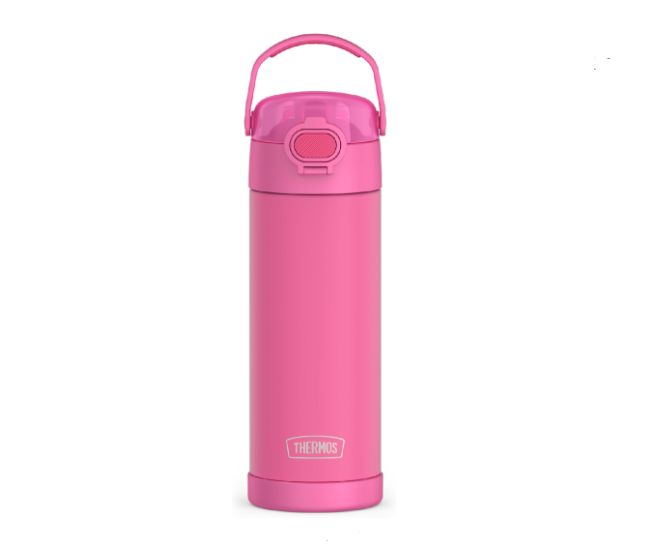 16 Ounce Stainless Steel Vacuum Insulated Bottle with Wide Spout Lid, Neon Pink