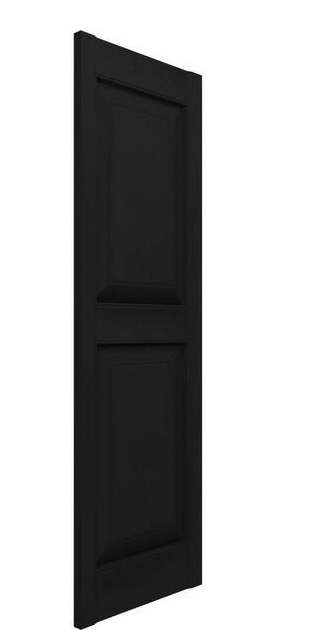 Ekena Millworks 14-1/2 in. x 74 in. Lifetime Vinyl Custom 2 Equal Raised Panel Shutters Pair Black