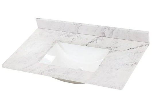 Home Decorators Collection 37 in. W x 22 in. D Engineered Stone Composite White Rectangular Single Sink Vanity Top in Lunar