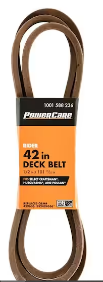 Powercare Deck Belt for 42 in. cut Craftsman, Husqvarna, Poulan mowers, Replaces OEM Numbers 429636, 532429636