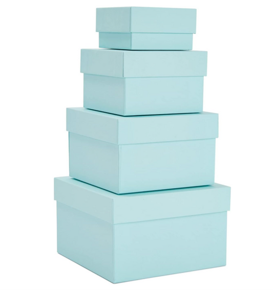 Teal Nesting Gift Box Set-4 Pack Square Sizes 6.5x6.5x4" to 3.5x3.5x2"