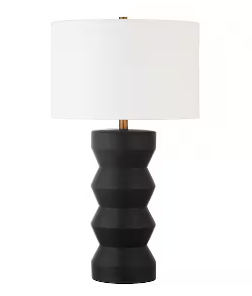 Meyer&Cross Carlin 26.5 in. Matte Black Ribbed Ceramic Table Lamp