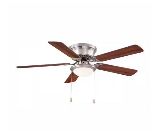 Hugger 52 in. LED Indoor Brushed Nickel Ceiling Fan with Light Kit