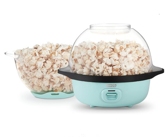 Stirring Popcorn Maker, 3QT Hot Oil Electric Popcorn Machine  12 Cups - Aqua