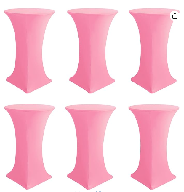 6 PK Spandex Round High Top Table Cloths 6 Pack 32x43 Inch-Pink