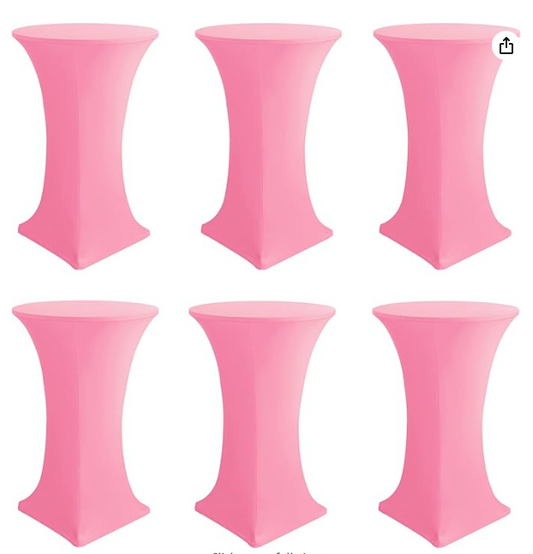 6 PK Spandex Round High Top Table Cloths 6 Pack 32x43 Inch-Pink