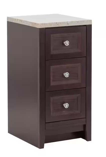 Glacier Bay Delridge 14 in. W x 17 in. D x 30 in. H Freestanding Bath Vanity in Chocolate with Caramel Cultured Marble Top