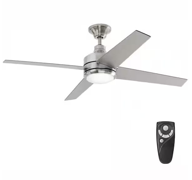 HDC Mercer 52 in. LED Indoor Brushed Nickel Ceiling Fan with Light Kit and Remote Control