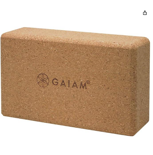 Gaiam Cork Yoga Brick – 9x5.5 Inch, Natural Cork Brick for Yoga, Pilates, Stretching, Balance