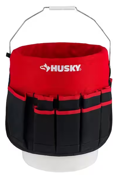 Husky 12 in. 30 Pocket Heavy Duty Bucket Jockey 5 Gallon In-Bucket Storage Tool Bag