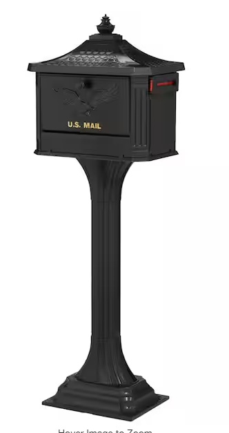 Architectural Mailboxes Pedestal Black, Large, Aluminum, Locking, All-In-One Mailbox and Post Combo