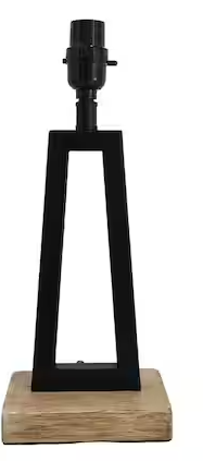 TBL LAMP BASE W USB BLACK/FAUX WOOD