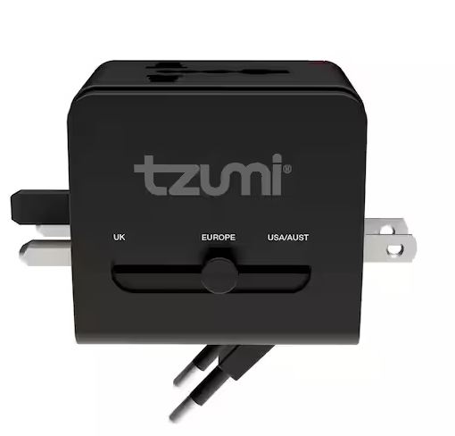 Tzumi Dual USB and USB-C Travel Adapter