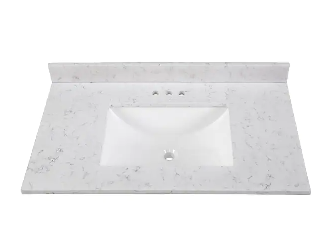 Home Decorators Collection 37 in. W x 22 in. D Engineered Stone Composite White Rectangular Single Sink Vanity Top in Pulsar