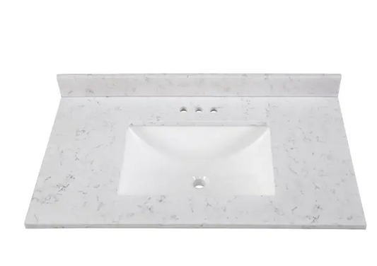 Home Decorators Collection 37 in. W x 22 in. D Engineered Stone Composite White Rectangular Single Sink Vanity Top in Pulsar