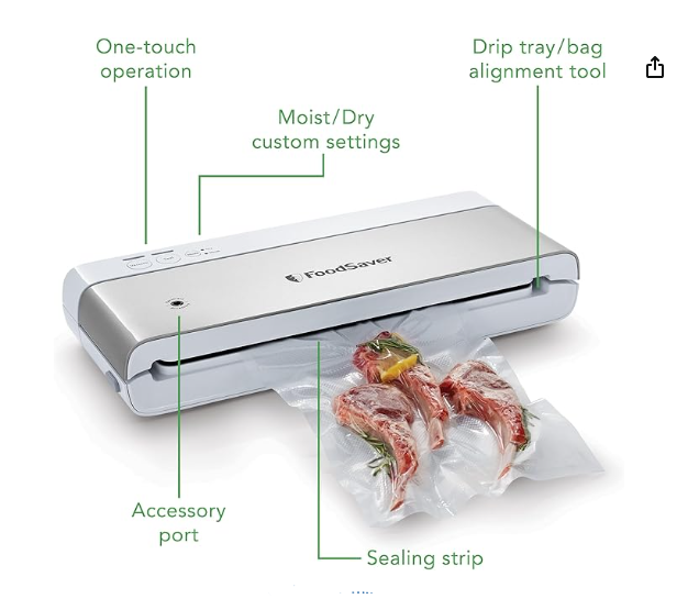 FoodSaver Compact Vacuum Sealer Machine with Airtight Bags White