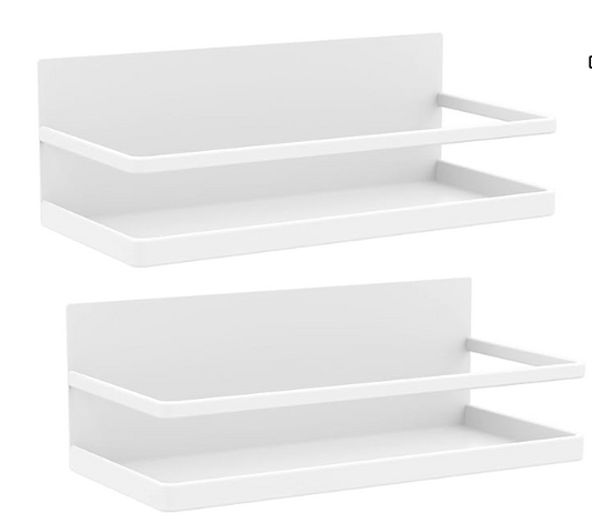 Magnetic Spice Rack Organizer Single Tier-White, 2 PACK