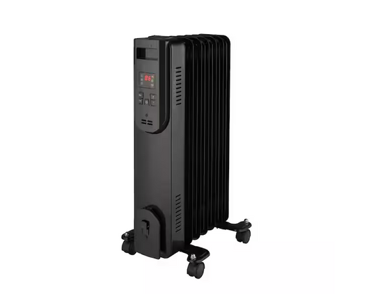 1500-Watt Black Indoor Electric Oil-Filled Radiator Convection Radiant Space Heater