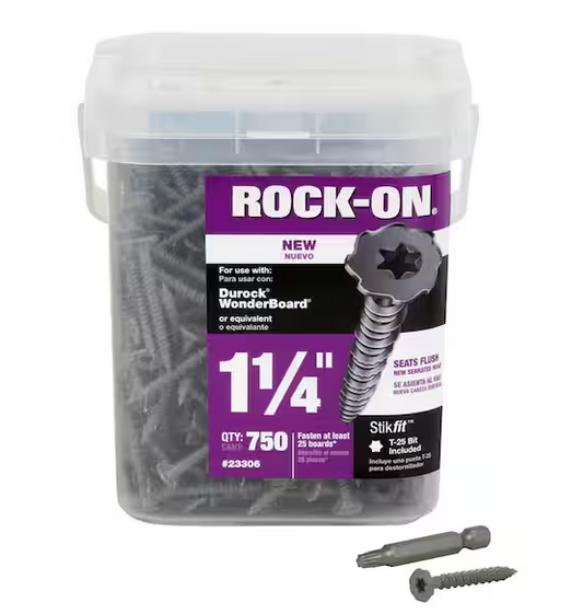 Rock-On #9 x 1-1/4 in. Serrated Flat Head Star Drive Cement Board Screws