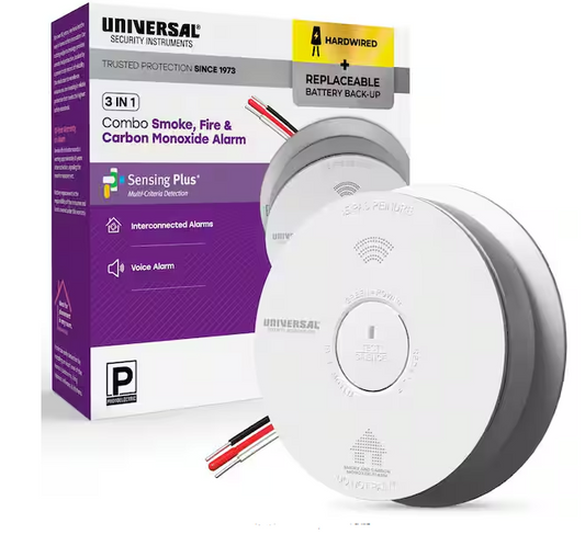 Hardwired  Replaceable Battery Backup Combination Smoke and Carbon Monoxide Detector w/ Voice Alarm