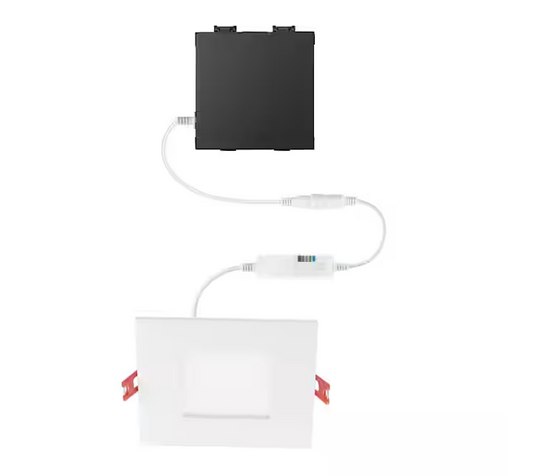 CE Premium Series 4 in. LED, 2-Level Lumen Select, Square Ultraslim Canless Recessed Light, Adjustable CCT