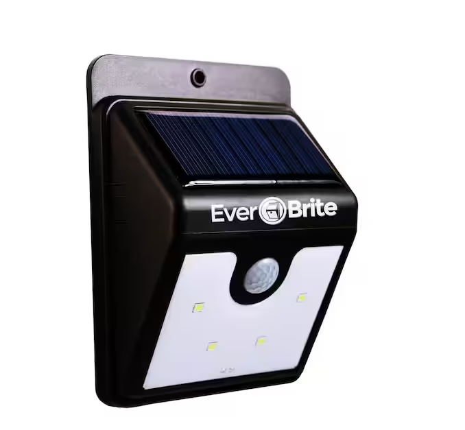 Ever Brite 4.8-Watt Equivalent Black Motion Activated Outdoor Integrated LED Area Light with 24 White Solar Light