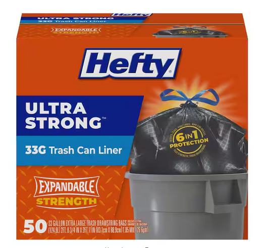 Hefty Ultra Strong Draw String 33 Gal. Trash Bags (50-Count)