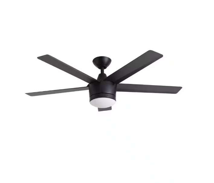 Merwry 52 in. Integrated LED Indoor Matte Black Ceiling Fan with Light Kit and Remote Contro