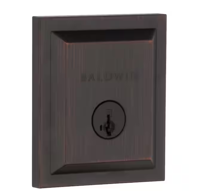 Baldwin Square Venetian Bronze Low Profile Single Cylinder Deadbolt Featuring SmartKey Security