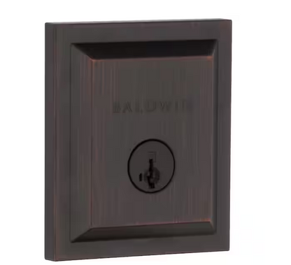 Baldwin Square Venetian Bronze Low Profile Single Cylinder Deadbolt Featuring SmartKey Security