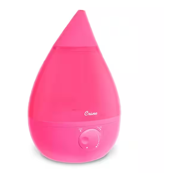 Crane 1 Gal. Drop Ultrasonic Cool Mist Humidifier for Medium to Large Rooms up to 500 sq. ft. - Pink