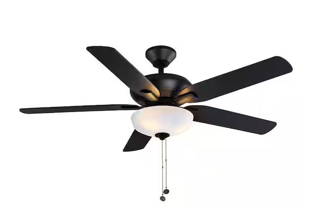 Hampton Bay Holly Springs 52 in. LED Matte Black Ceiling Fan